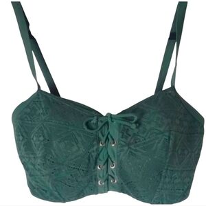 Curvy Kate Mossy Green  Multiway Lace Up Detail Bikini Top US 36K UK 36H